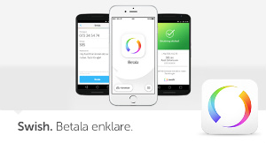 Swish. Betala enklare. Tre smartphones med Swish-betalningar.